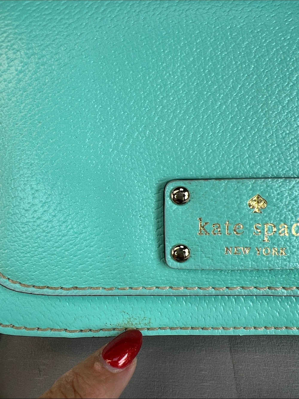 Kate Spade, teal structured Crossbody with adjustable strap - Picture 2 of 14